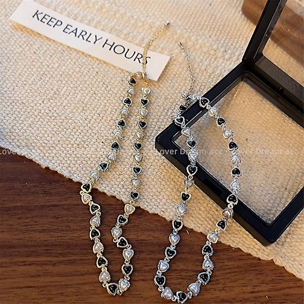 Halskjede Pearl Heart Stud Choker motesmykker Ac1437