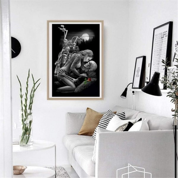5D- diamond painting moottoripyörän luuranko kauneus Rubikin kuution pyöreä timantti 50*70cm täysi timantti,