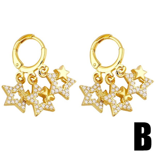 Örhängen Vintage Zircon Heart Stud Modesmycken Ac8879 B