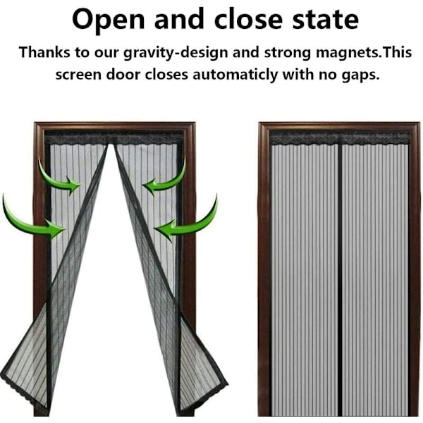 Magnetisk dörrmyggnät, automatisk stängningsgardin Mesh Anti-insektflugmygga, starka magneter (110 x 21