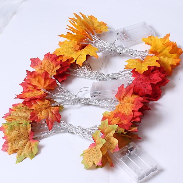 Efterårsdekoration Maple Leaf String Lights, 3m 20 LED-lys 2 lystilstande til feriefest Indendørs Udendørs Halloween Thanksgiving-dekorationer (Varm L