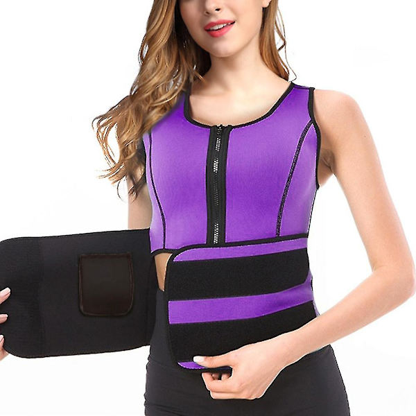 Kvinnor Midja Korsett Trainer Bälte Training Body Shaper Purple S