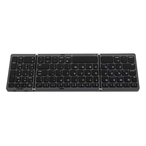 Bluetooth Tastatur Triple Fold Trådløs Multi Enhed til Laptop Tablet Telefon Grå Sort