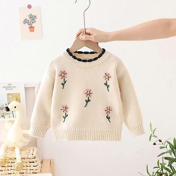 Piger Drenge Grim Juletrøje Jule Sweatshirt Langærmet Strikket Pullover BEIGE 100CM
