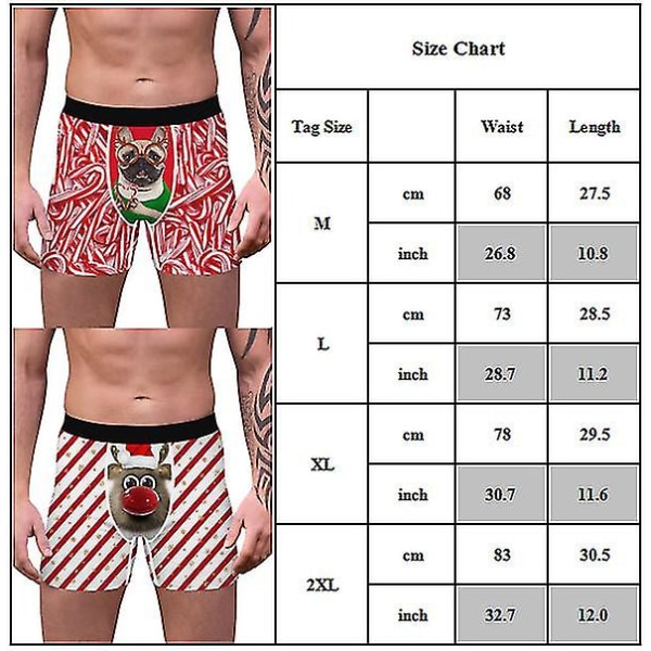 Christmas Boxers Briefs Menn Xmas Undertøy Underbukser D XL