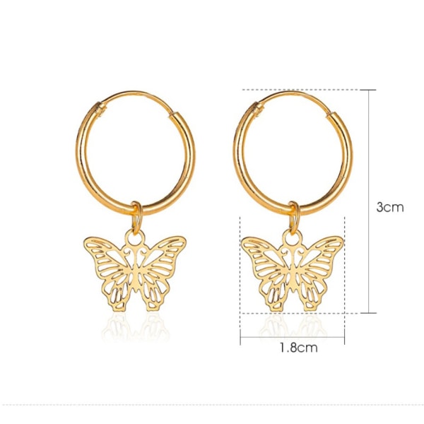 Kold stil enkle søde sommerfugle øreringe kvinder gold