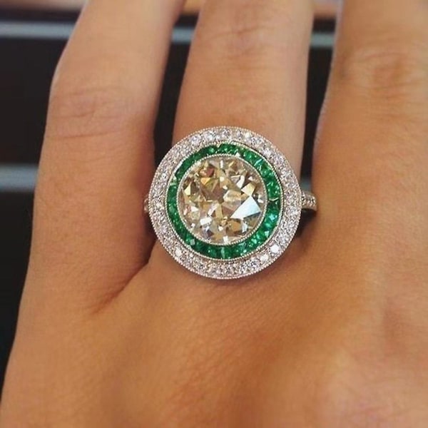 Mode Kvinder Store Runde Multicolor Cubic Zirconia Engagement Finger Ring smykker US 8