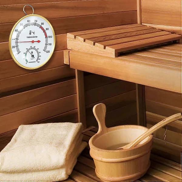 Sauna Termometer og Hygrometer med Metalkabinet, Bredt Analogt Måleinstrument til Saunarum