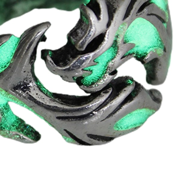 Luminous Ring Silmiä hivelevä ruosteenkestävä metalliseos, hehkuva miesten lohikäärmeen muotoinen sormus opiskelijoille 21 B
