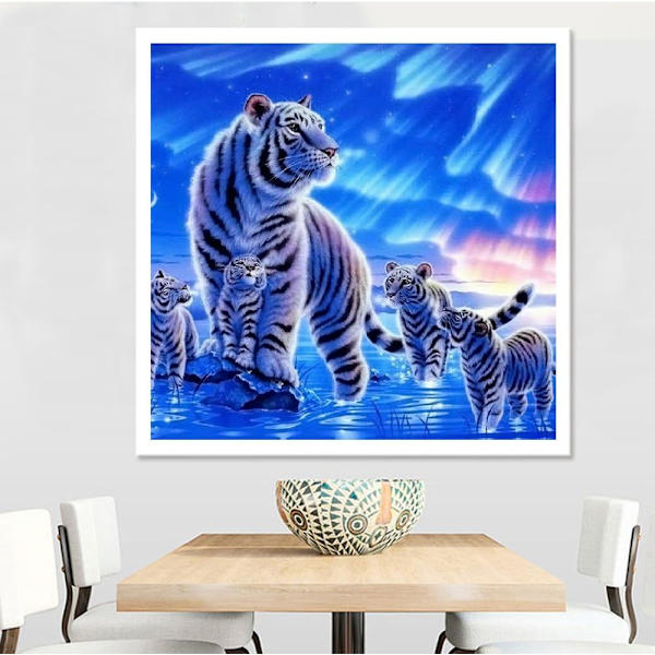 5D DIY Diamond Sæt Fuld Diamond Diamond Maling Wall Stickers til Stue, Tiger (12X12inch/30X30CM),