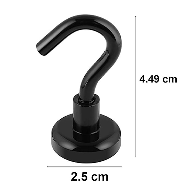 Piao 8kpl magneettikoukut Heavy Duty, vahva magneetti koukulla jääkaappiin, superneodyymi ripustukseen, magneettiripustin työkalulaatikolle, risteily, grilli, takki Black Maximum pulling force 25KG