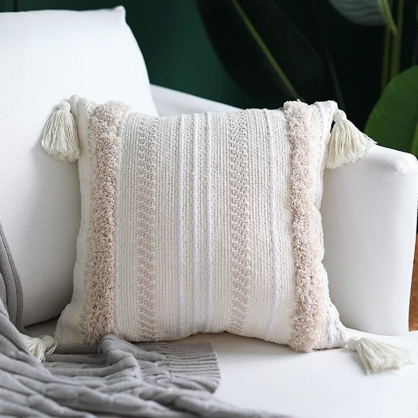 Amazon Brand - Cover 40x40cm Vaalea beige suorakaiteen muotoinen moderni olohuone ulkotyyny makuuhuoneeseen Pehmeä mukava pellavavaikutteinen case