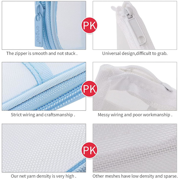 Mesh Case Pennfodral med dragkedja Klar sminkfärgpåse Kosmetikaväska Multi-purpose Reseskola Tonårsflickor Transparent Stationär väska Kontor