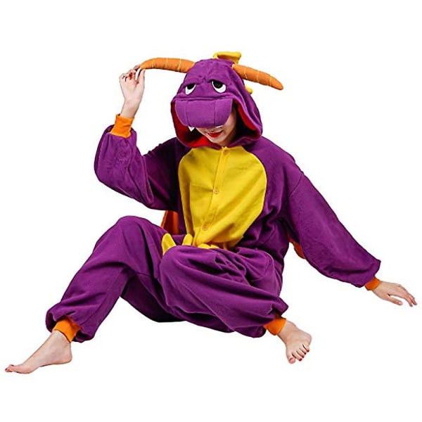 Dinosaur conjoined animal pyjamas Halloween rollespil 140CM Purple