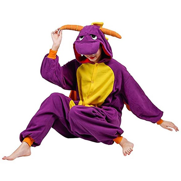 Dinosaurie sammanfogade djur pyjamas Halloween rollspel 140CM Purple