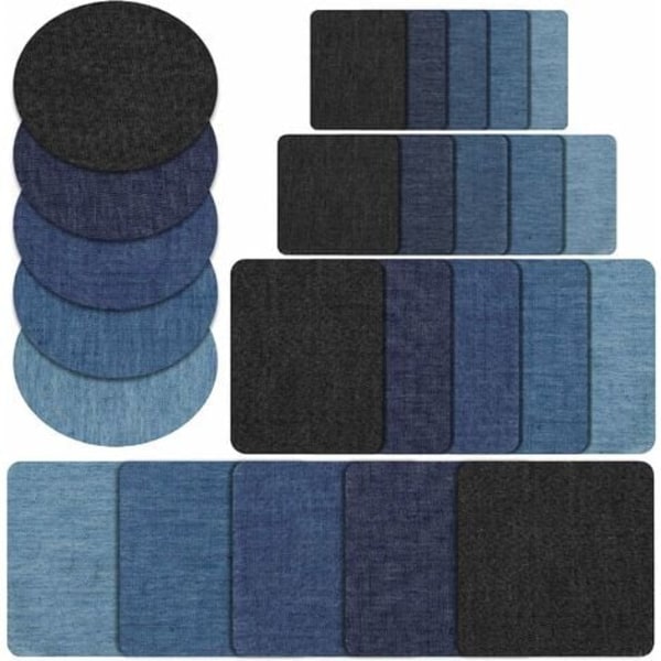 25 stykker Iron-On Patches i 5 farver Bomuld Iron-On Patch Denim Patches Jeans Patches Reparationssæt Sæt Iron-on Patches (5
