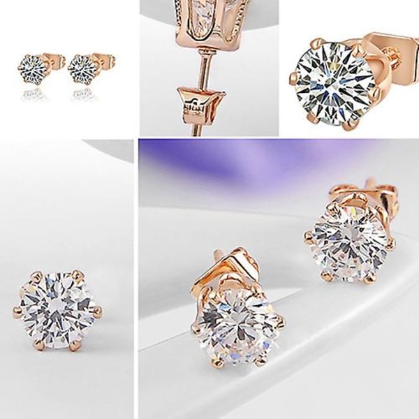 Dammode Rose Guldpläterade Strass örhängen Örhängen Percing Jewerly Gift
