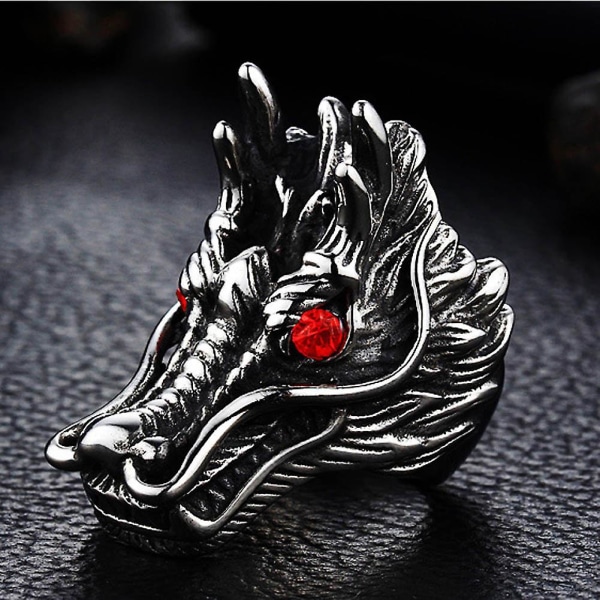 Punk Män Cubic Zirconia Inläggningar snidade Dragon Head Finger Ring Party Smycken Present