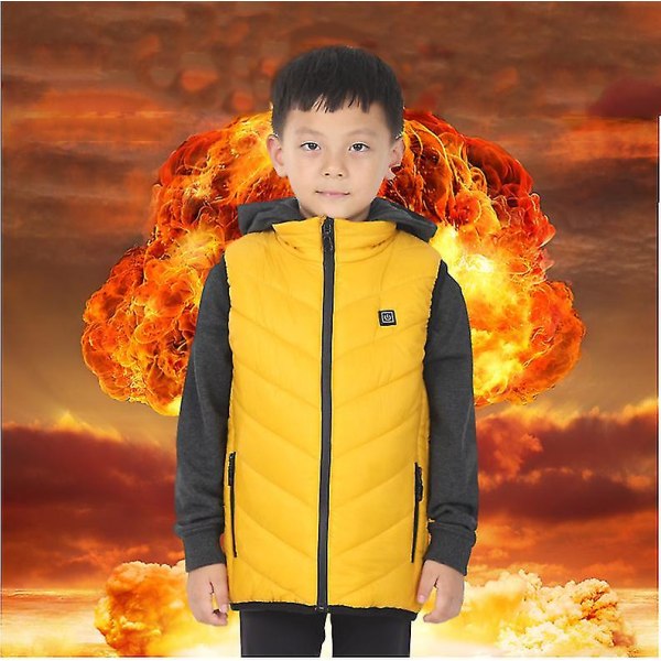 Opvarmet vest, Unisex opvarmet tøj til børn 150cm Yellow