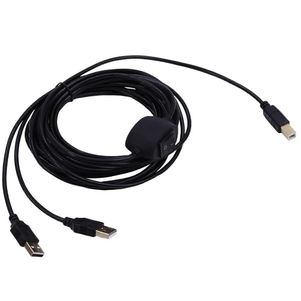 2 i 1 printerkabel USB A til B han til han printerkabel til printerfordeler til to computere B Svart