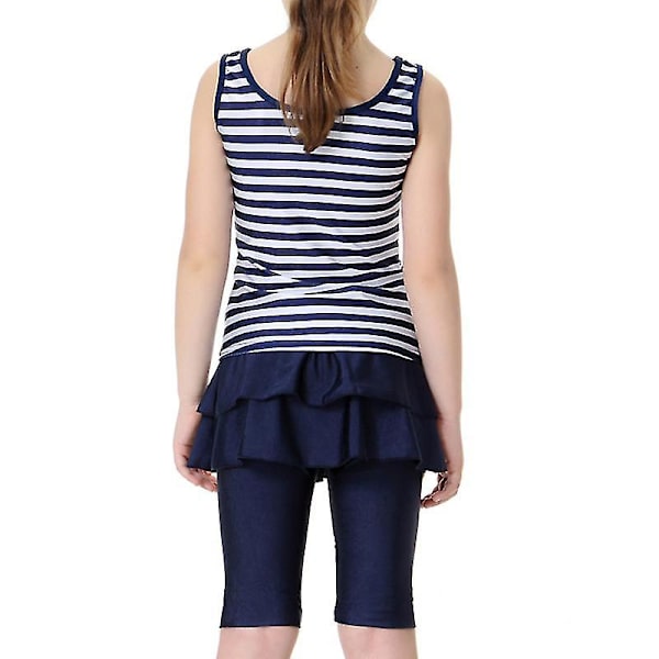 Barn Flickor Islamiska Muslim Modest Badkläder Navy Blue 8-9 Years
