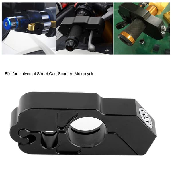 Motorcykel CNC Aluminium Legering Bremsegreb Tyverisikring Styrgreb Lås Sort