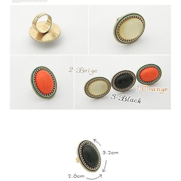Ring Justerbar Stor Oval Indlagt Legering Naturlig Ædelsten Ring Til Dating White
