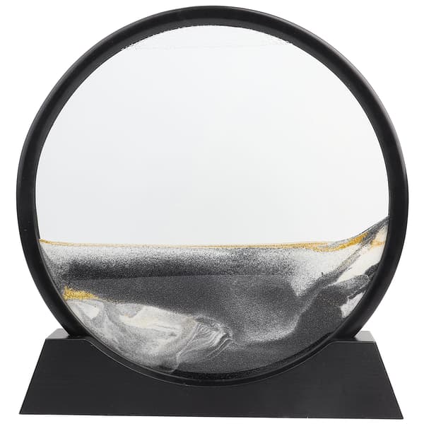 Timglas landskab flydende sandmaleri 3D-dekoration (sort)