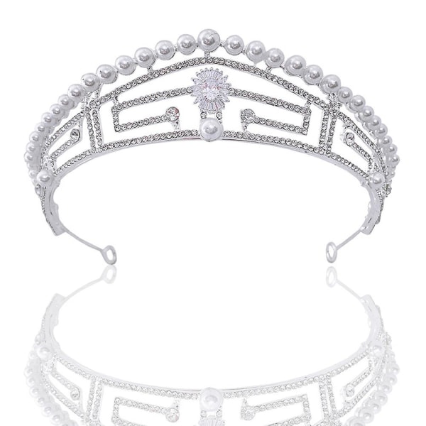 Full Diamond Zircon Crown Brude bryllup Tiara Queen-hodebånd Hodeplagg
