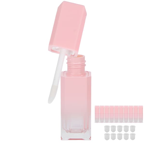 10 stk. 6 ml tomme genopfyldelige lipglossrør lyserøde gradient DIY læbestiftbeholdere