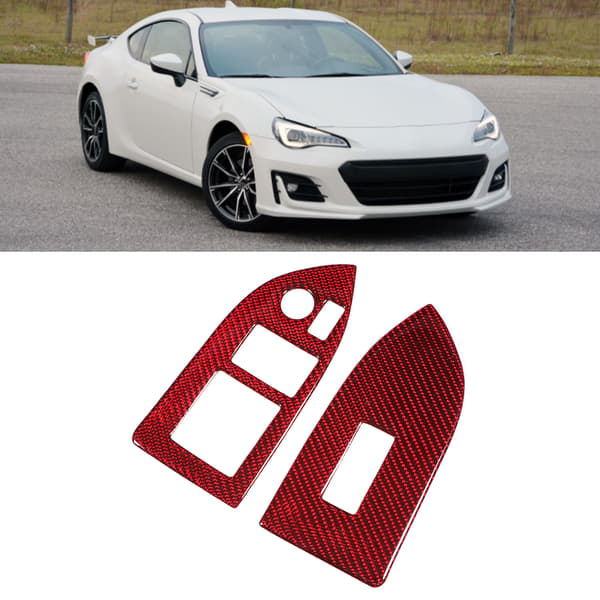 2 stk. Karbonfiber Vindusheispanel Trimdeksel Rød for Subaru BRZ
