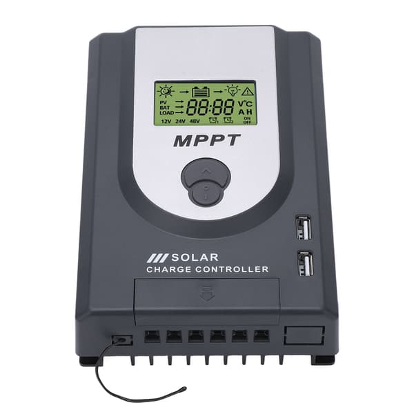 12V 24V MPPT Solarladekontroller 10A Justerbar Dobbel USB-port Solcellepanelregulator