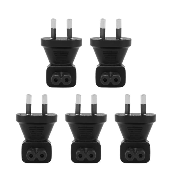 5 stk. AU-plugg til IEC320 C7 90 graders 2-pins strømadapter for bærbar PC 100-250V