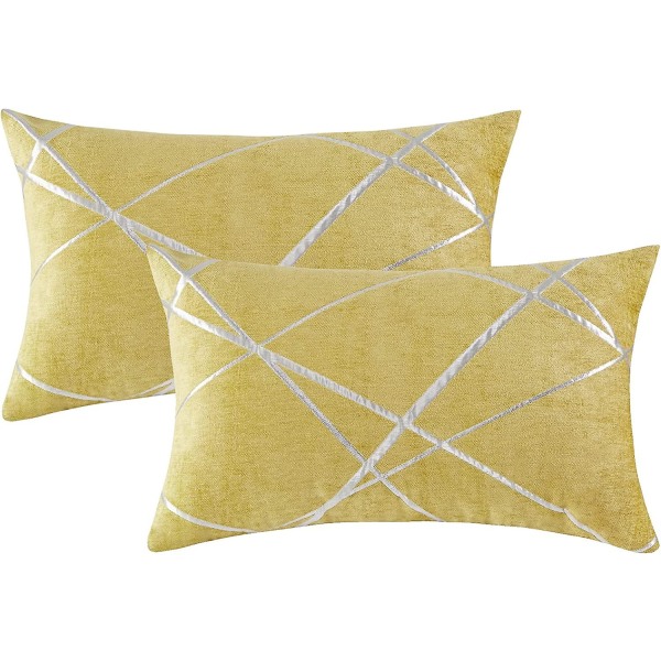 Dekorativ soffa örngott, soffa tjock kudd örngott, fyrkantig grå lyx kuddar 2 set 30*50 cm Jaune