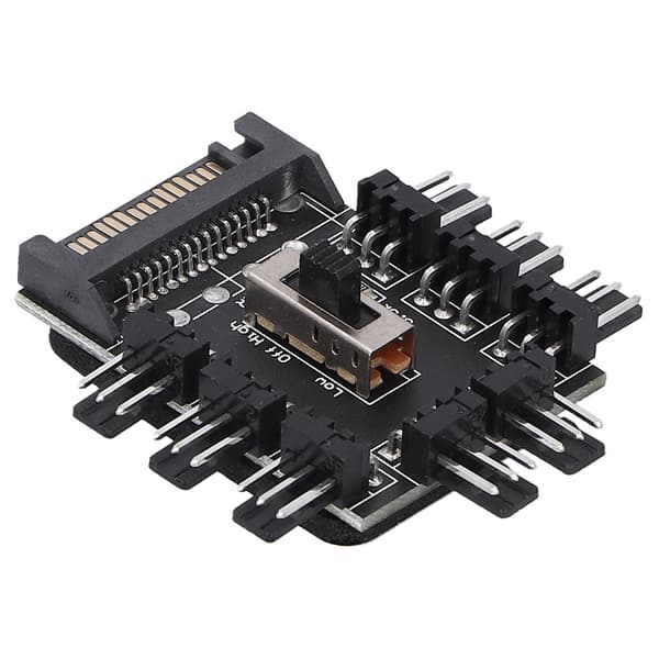 8-vejs Computer Blæser Hub Splitter Hastighedsregulator 3-Pin Forlængerkabel SATA Interface