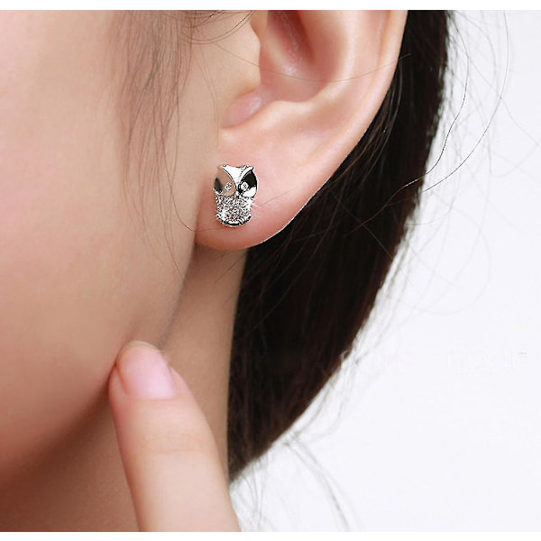 smycken Pilar Zirkon Guldpläterade Owl Stud örhängen