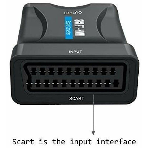 Scart til HDMI-adapter, 1080p Scart til HDMI-SCART-konverter med usb-strømkabel til tilslutning af set-top-boks, dvd-afspiller, stb-boks