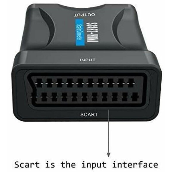 Scart till HDMI-adapter, 1080p Scart till HDMI Scart-omvandlare med USB power för anslutning av digitalbox, dvd-spelare, stb-box