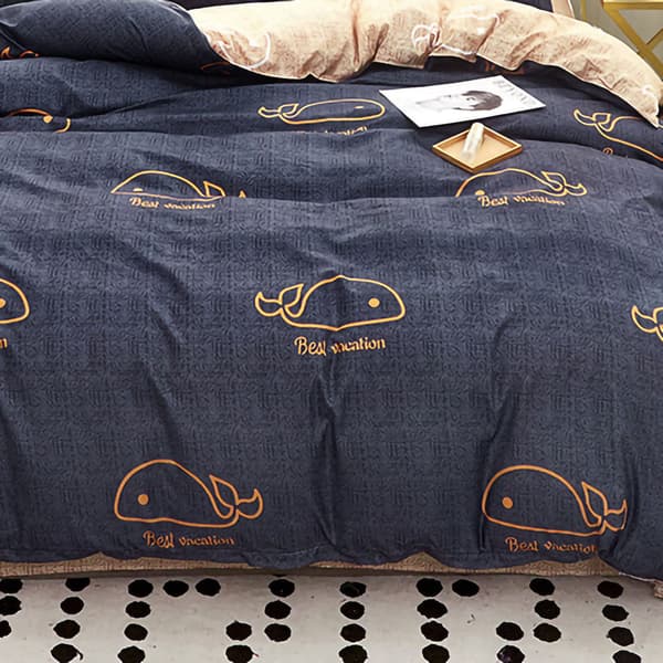 Mjukt borstat polyester påslakan hudvänligt förtjockat valtryck 180x220cm sovrum studentrum sängkläder