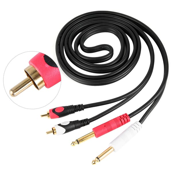 2RCA til Dobbelt 6,35 mm Han Audio Guitar Kabel