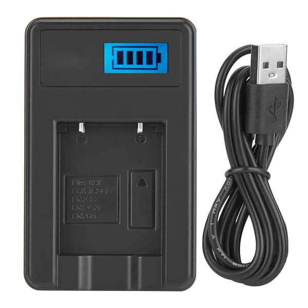 NP45 Li40B Kamera Batteri USB Oplader LCD Display Sort