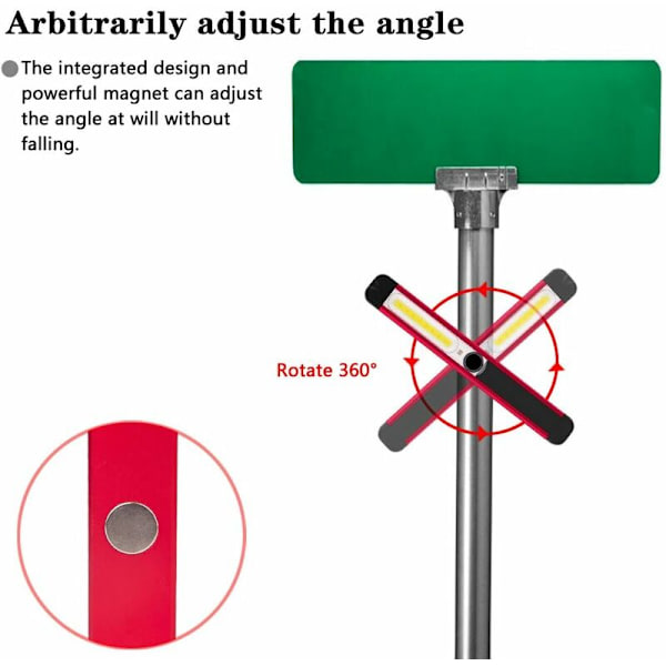 Arbejdslys, Genopladeligt Led Arbejdslys COB lommelygte 5 tilstande Magnetisk lommelygte til bil, garage, værksted, gør det selv, camping (2 stk),