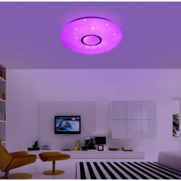 LED-taklampe med Bluetooth-høyttaler og fjernkontroll 36W, dimbar, 2800-6500K, IP44 vanntett (uten app forts.