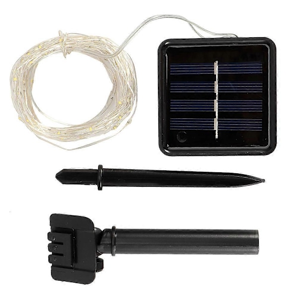 Party-slingor med 8 funktioner, 10 m 100 LED solcellsdrivna koppar-LED-slingor, byggda för precision vitt ljus