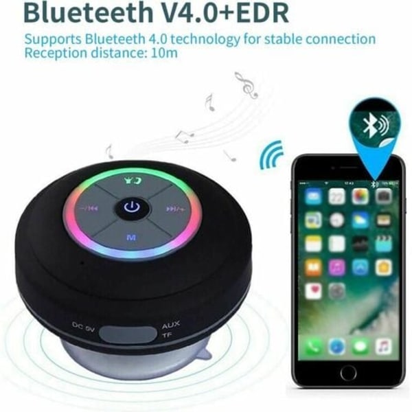Bluetooth-dusjhøyttaler, IPX7 Bluetooth-dusjradio med helt vanntett FM-radio, håndfri høyttalertelefon, kraftig