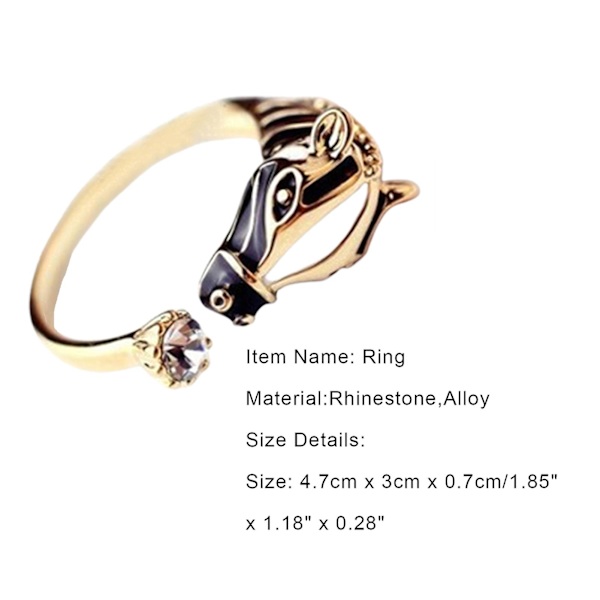Dammode Hästhuvud Rhinestone Öppning Finger Ring För Party Club Silver