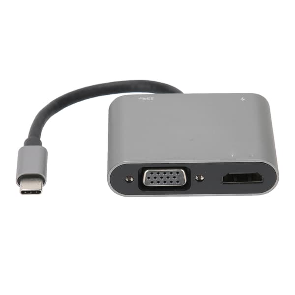 4 i 1 Typ C till PD HDMI VGA USB Hub Adapter Datortillbehör Silver