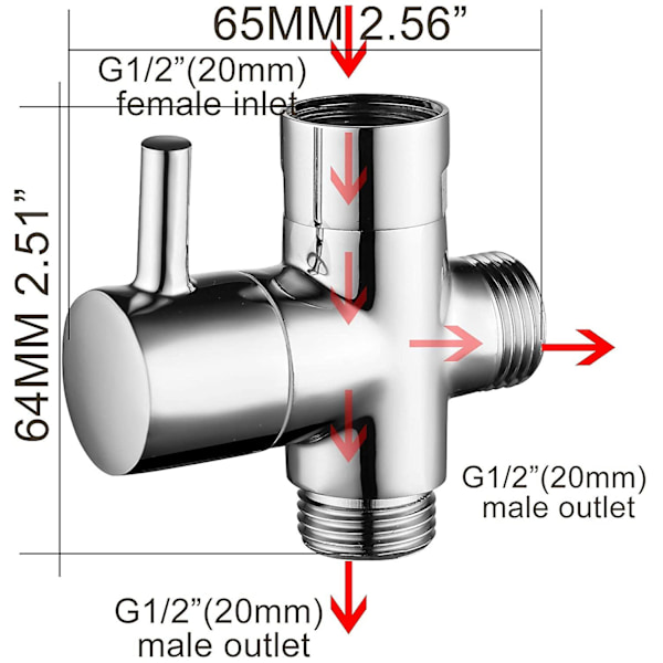 3-vägsventil G1/2" handdusch