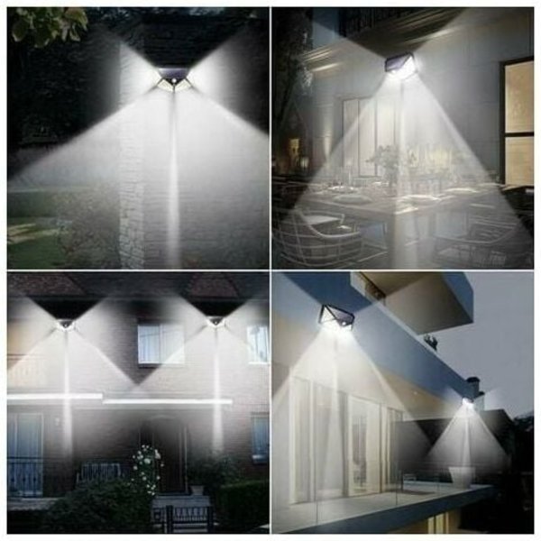 Set med 2 Solar Flood Lights med rörelsesensor 100LED Fyrsidig ljus Solar Wall Light