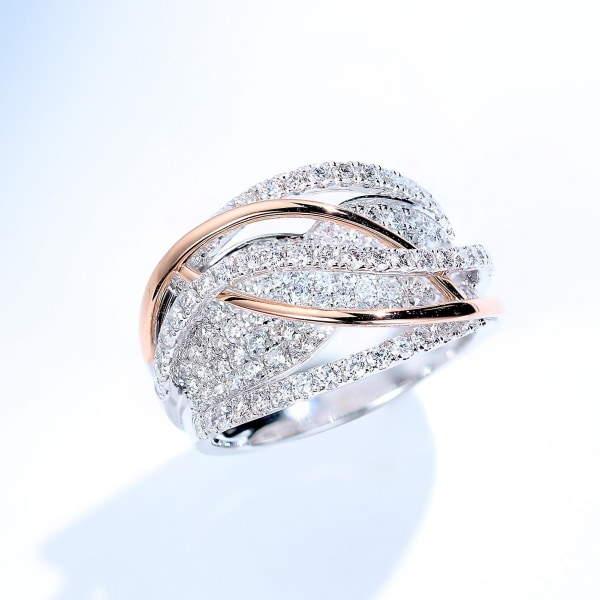 Kvinnor Ring Kontrast Färg Sparking Twisted Rhinestone Inlagd Vigselring kvinnliga smycken US 10